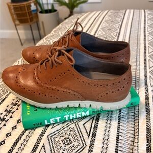 Cole Haan Women's Brown Leather Wingtip Flats